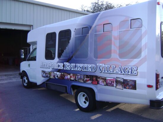 air force enlisted villiage vinyl wrap van